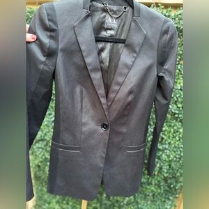 Armani Exchange Blazer shiny black size XS NWOT still has coat tails threaded
